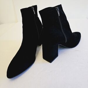 Marc Fisher Women's Faux Suede Black Ankle Booties Block Heels Size 11